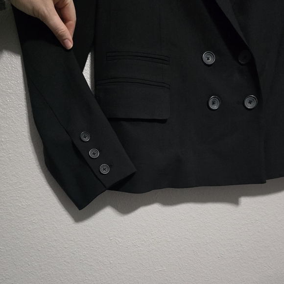 VINCE Wool Blend Double-Breasted Black Blazer Jacket - Picture 3 of 8